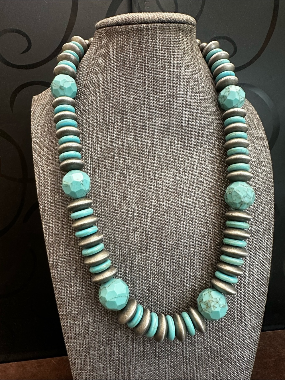 Turquoise Howlite Bead Statement Necklace - Women Jewelry